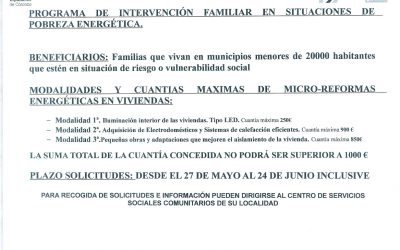 PROGRAMA DE INTERVENCIÓN FAMILIAR EN SITUACIONES DE POBREZA ENERGÉTICA.