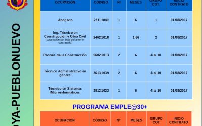 CONTRATACIONES DE LA INICIATIVA SOCIAL Y COMUNITARIA EMPLE@JOVEN Y EMPLE@30+