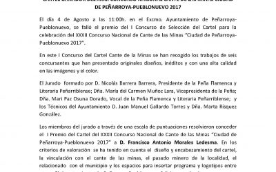 Nota de prensa Ganador Concurso Cartel Cante de las Minas