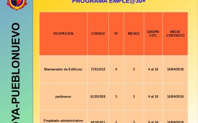 CONTRATACIONES DE LA INICIATIVA SOCIAL Y COMUNITARIA EMPLE@JOVEN Y EMPLE@30+