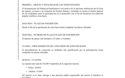 CONVOCATORIA PARA LA CONCESIÓN DE PREMIOS EN LA REALIZACIÓN DEL PASACALLES Y CABEZUDOS DE LA FERIA DE AGOSTO DE 2018