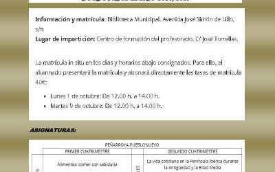 MATRICULACIONES DE CENTRO INTERGENERACIONAL «FRANCISCO SANTISTEBAN» PROGRAMA PROVINCIAL PEÑARROYA-PUEBLONUEVO .CURSO ACADÉMICO 2018 /2019