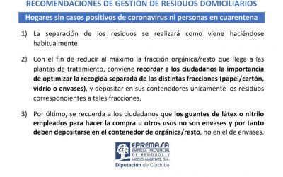 Recomendaciones de Gestión de Residuos Domiciliarios para Hogares Sin Casos Positivos de Coronavirus Ni Cuarentena