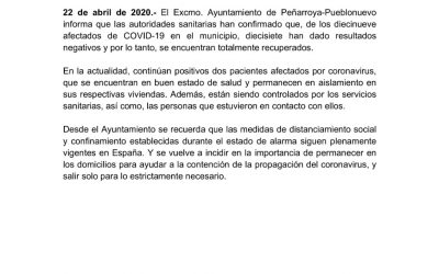 COMUNICADO EXCMO. AYTO. PEÑARROYA-PUEBLONUEVO