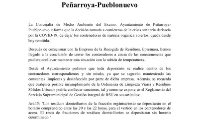 Comunicado Ayuntamiento Peñarroya-Pueblonuevo