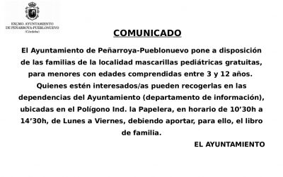 COMUNICADO EXCMO. AYTO. PEÑARROYA-PUEBLONUEVO