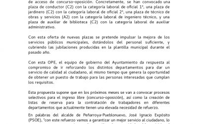 NUEVA OFERTA DE EMPLEO PÚBLICO CON 4 PLAZAS