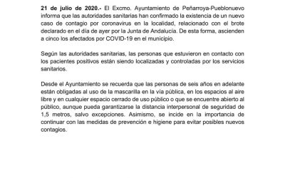 Comunicado Excmo. Ayto. Peñarroya-Pueblonuevo