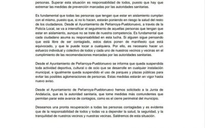 Datos Actualizados COVID-19 Peñarroya-Pueblonuevo 15 Enero 2021