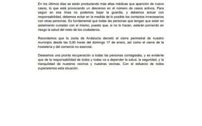 Situación COVID-19 Peñarroya-Pueblonuevo 31 Enero 2021