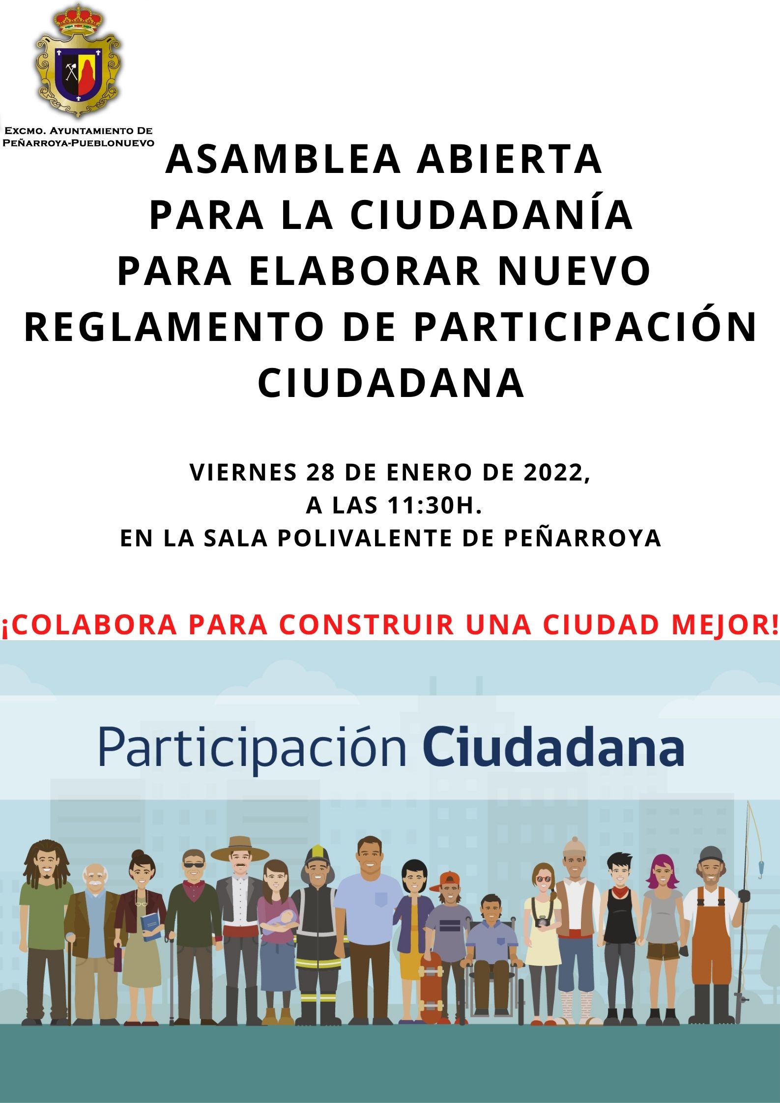 Asamblea abierta a la ciudadanía para elaborar nuevo reglamento de participación ciudadana
